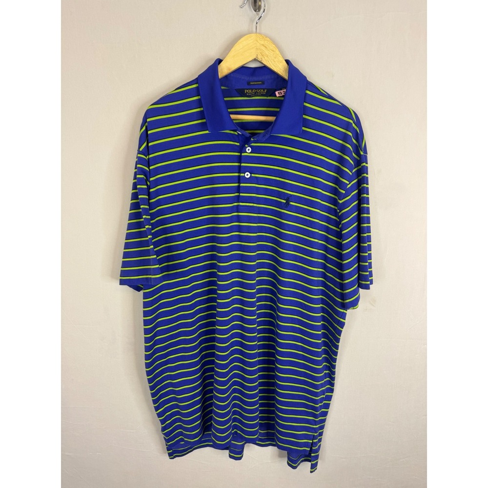 Polo Golf Ralph Lauren‎ Mens XXL Performance Striped Pima Cotton Polo Blue Green